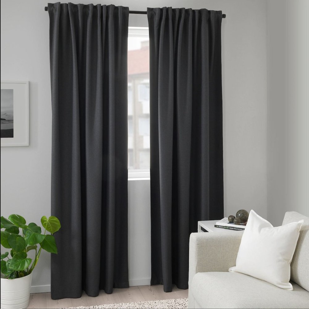 IKEA ANNAKAJSA Curtains, 2 pair, gray, 57x98 "